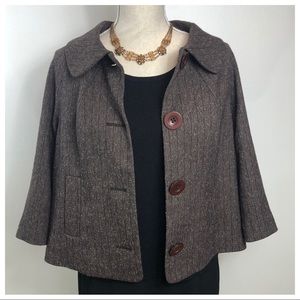 Guess Brown Tweed with Black Pinstripes Blazer XL